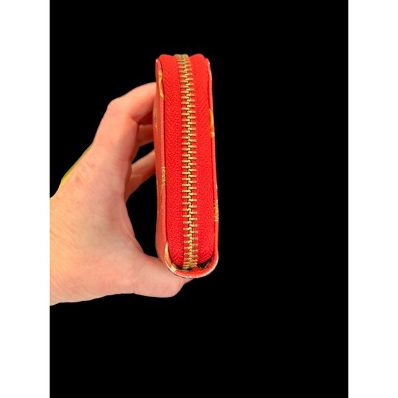Lauren Ralph Lauren All Over Red Rope & Spur Print Deluxe Zipper Wallet Vintage - Picture 3 of 11